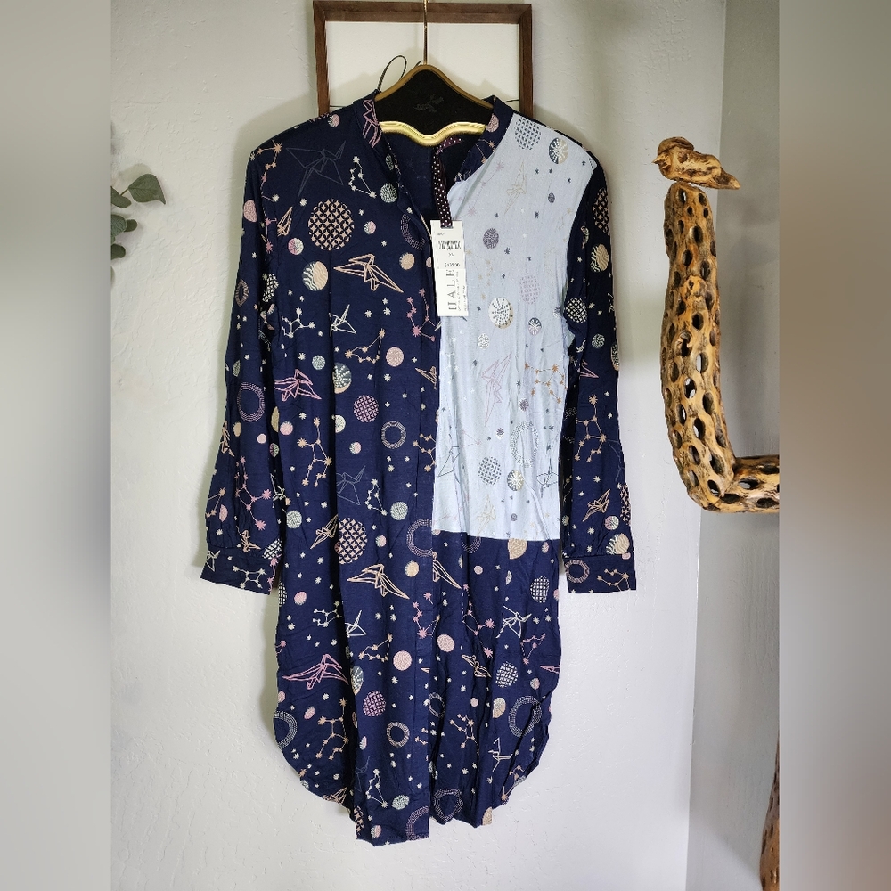 Hale Bob Constellation Pajama Shirt Dress Size XS